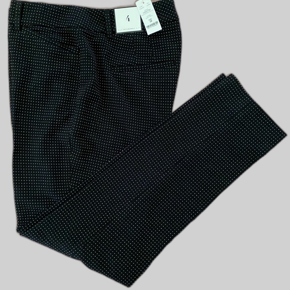 NWT White House Black Market Comfort Stretch Slim Ankle Pants Black White Dots